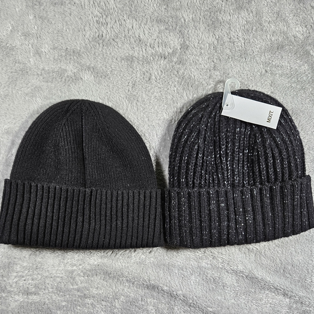 NWT Lot of Two Black Hats. One Size